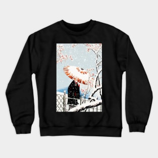 plum tree in snow Japanese illustration Crewneck Sweatshirt